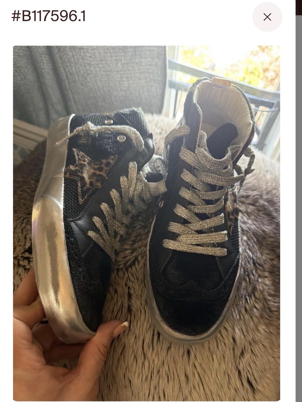 *Authenticated*Golden Goose Deep Blue Mid-Star Sneaker with Leopard star - Picture 5 of 17